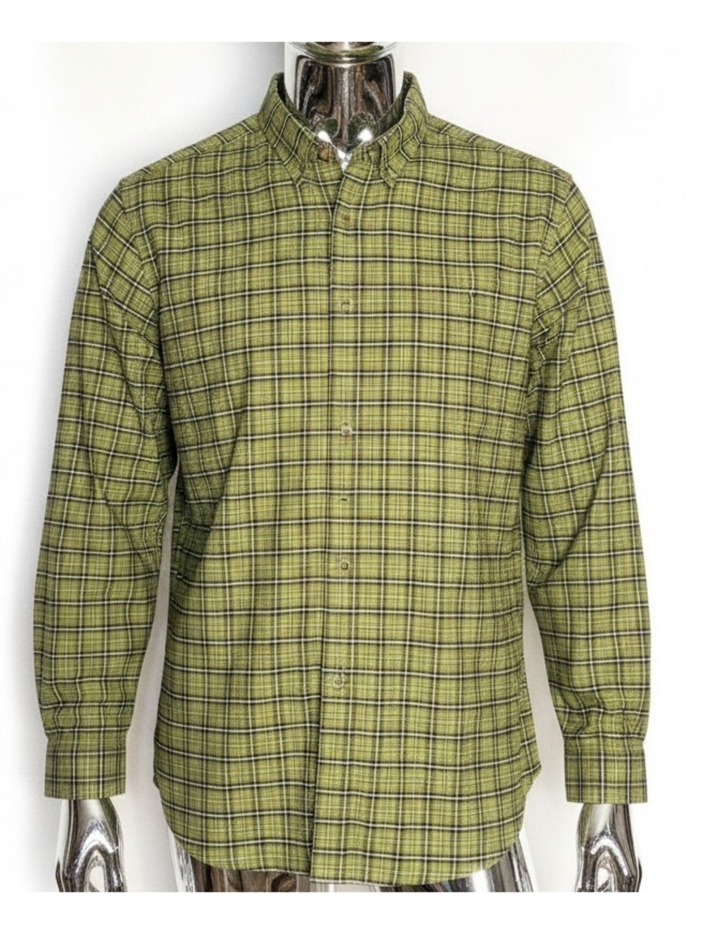 Eddie Bauer Men's 3XL Green Plaid Button-Up Shirt